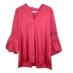 2/$30 Chico's - Vibrant Pink V-Neck Blouse Size 14 Balloon Sleeve Flowy Top - 14